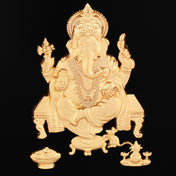 MOKSHA CRAFT India God Hinduism God 24K Gold Plated Ganesha Statue Frame Handmade Diwali Gift Gilded 8 X 10