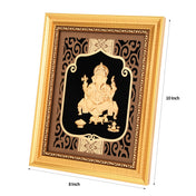 MOKSHA CRAFT India God Hinduism God 24K Gold Plated Ganesha Statue Frame Handmade Diwali Gift Gilded 8 X 10