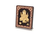 India God Hinduism God 24K Gold Plated Ganesha Screen Frame Handmade Diwali Gift Gilded 4.9 x 6.9